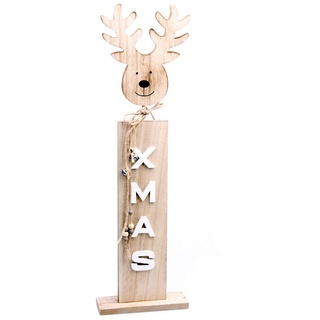 Hendriks XXL Deko-Figur aus Holz, Elch-Kopf X-Mas, 60x18x6cm, Zwei Größen wählbar, Rentier Hirsch Weihnachts-Deko Weihnachten