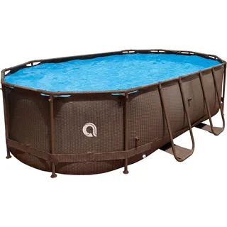 Pool 427x275x100cm Aufstellpool Gartenpool Schwimmbecken Stahlrahmen Oval rattan