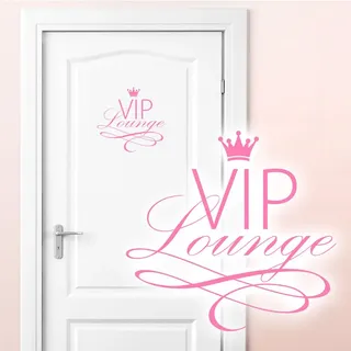 Grandora Wandtattoo VIP Lounge I Hellrosa (BxH) 19 x 18 cm I WC Badezimmer Toilette selbstklebend Türaufkleber Aufkleber Wandaufkleber Wandsticker W5373