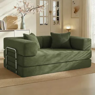 Vipbear Schlafsofa 160cm Breit, Boneless Couch mit Schlaffunktion Cord Sofa