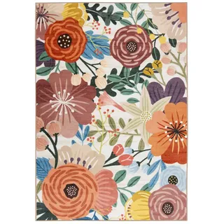 Floordirekt Teppich Fleur mit Blumenmuster, rutschfest & pflegeleicht aus Polyamid, rechteckig, Kurzflor Wohhnteppich für Flur, Wohnzimmer & Schlafzimmer, 160x230 cm bunt 160 cm x 230 cm