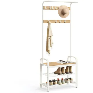VASAGLE Garderobenständer HSR40W 183 x 72 x 33,7 cm Eichenfarben-weiß