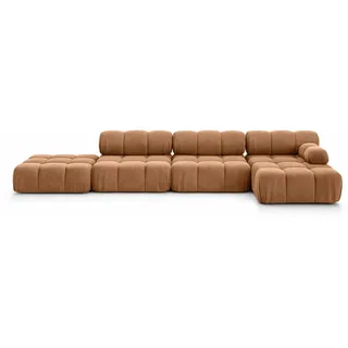 kaiser möbel Eckcouch Velours 3-Sitzer Dunkelbeige