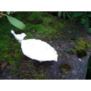 Deko-Impression Vogeltränke Vogeltränke Vogel-Futterstelle Gusseisen Blatt massiv creme 16 cm