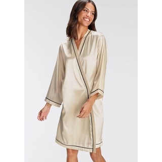 Kimono BRUNO BANANI Gr. 46, beige (creme) Damen Bademäntel Morgenmäntel mit Kontrastpaspel-Details