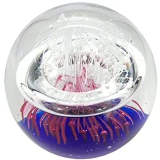 Traumkugel 182 (mittel 6,5-7cm) weiße Blume über violettem Grund- Glaskugel, Briefbeschwerer