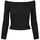 Damen Off-Shoulder Rippstrick-Langarmshirt schwarz