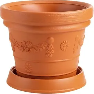 BirnePower Blumentopf Massiv Ø 39cm (19L) – Pflanzkübel mit Untersetzer, Blumenkübel Kunststoff Terrakotta Optik, Pflanztopf Wetterfest & Frostsicher für Garten & Innen