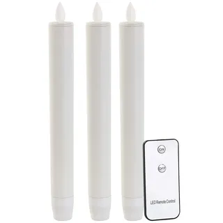 Lunartec LEDkerzen: LED-Stabkerze mit beweglicher Flamme und Fernbedienung, weiß, 3er-Set (Wachs Kerzen, Flammenlose, LED Leuchterkerzen, Stab)