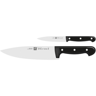 ZWILLING Twin Chef Messer-Set, 2-teilig (Spick-Garniermesser 10 cm + Kochmesser 20 cm), Rostfreier Spezialstahl/Kunststoff-Griff im Nietendesign, Schwarz