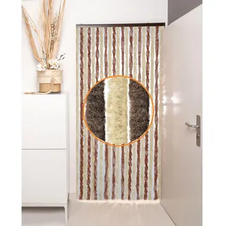 de facto Flauschvorhang Braun/Weiß 56x200 cm Türvorhang Chenille Fliegenschutz Camping Insektenschutz 100% Made in Italy