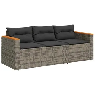 vidaXL Gartensofa 3-Sitzer Loungesofa grau