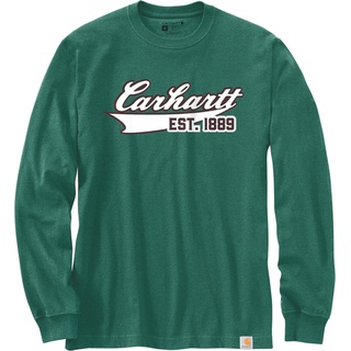 Carhartt Relaxed Fit Script Graphic Langarmshirt, grün, Größe M