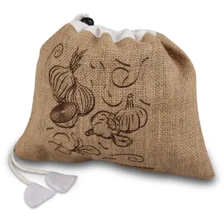 FACKELMANN Obst-/Gemüsebeutel klein, Beutel: Jute/Polyester, Braun/Weiß, ca. 27,5 x 23 cm
