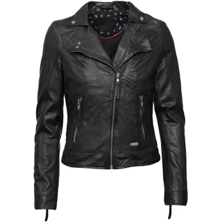 Lederjacke MUSTANG "310171", Damen, Gr. S, schwarz, Obermaterial: 100% Lammleder. Futter: 100% Baumwolle. Ärmelfutter: 100% Polyester, Jacken