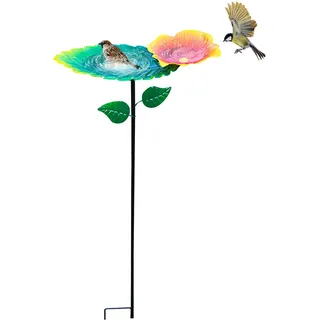 Vogeltränke Vogelbad 65CM, Vogeltränke Winterfest Mit Erdspieß, Vogelbad Garten Stehend Frostsicher, Wassertränke Für Vögel, Vogelfutterhaus Mit Ständer Vogelfutterspender Für Draußen (A)