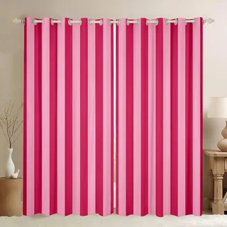 Homemissing Rose Rosa Rot Gardinen für Kinder Jungen Mädchen Abstrakte Streifen Vorhänge 245x140cm Geometrische Blickdichte Vorhänge Schlafzimmer Dekor Moderne