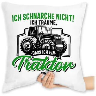 Kissen 40 x 40 cm - Traktoren - Ich schnarche nicht ich träume dass ich ein Traktor bin schwarz bunt - 40 x 40 cm - Weiß - landwirt schnarch sitzkissen landwirtschaft mit trecker traktorfan wäre