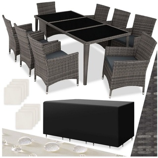 tectake Sitzgruppe Monaco, (Set, 9-tlg), Tisch- und Stuhl Set grau 59,00 cm x 86,00 cm x 57,00 cm