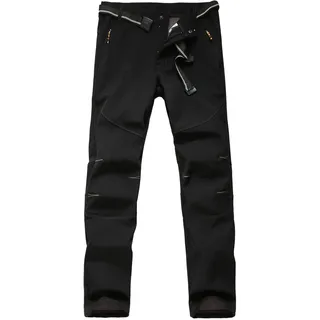 FLYGAGA Herren Wanderhose Softshellhose Warm Gefüttert Fleece Winterhose SkiHosen Snowboardhose Wasserdicht Winddicht Berghose Funktionshose Trekkinghose Outdoorhose Herbst Winter - M