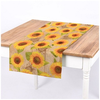 SCHÖNER LEBEN. Tischläufer SCHÖNER LEBEN. Tischläufer Outdoor Sunflower Sonnenbumen Holzlatten b, abwaschbar beige|bunt|gelb|grün