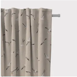 SCHÖNER LEBEN. Vorhang Vorhangstoff Meterware Möwen natur oder Länge wählbar aus 245cm, Smokband, blickdicht, Baumwolle, handmade beige