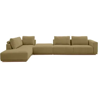 Musterring Wohnlandschaft MUSTERRING, pistachio, B:395cm H:78cm T:202cm, 100% Polyester, Sofas, Wohnlandschaft, Anreihsofa mit Armlehne rechts, Eckteil links mit Kissen & Hocker