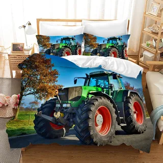 Traktor Bettwäsche Set,3D Druck Traktor Muster Kinder bettwäsche,Mikrofaser Bettbezüge 3-teilig mit Zip-Verschluss,für Kinder Jugendliche Jungen (Traktor 5, 200x200cm)