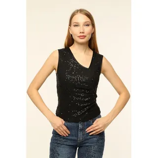 HomeStore Blusentop Ärmelloses Pailletten-Top schwarz 38
