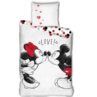 NEW IMPORT Mickey & Minnie Mouse Baumwolle 140 x 200 cm + 65 x 65 cm