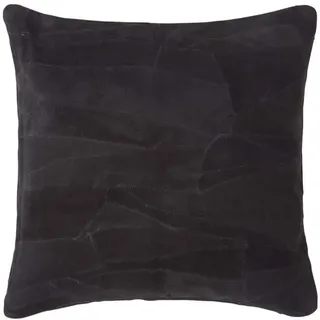 Homescapes Patchwork Leder-kissen 45 x 45 cm Schwarz