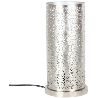 albena shop orientalische Tischlampe LAKIA Ø15cm x 30 cm Metall silber/innen silber lackiert. Zauberhafte Lichteffekte als Stehlampe im Wohnzimmer oder als Nachttischlampe (ohne Leuchtmittel)