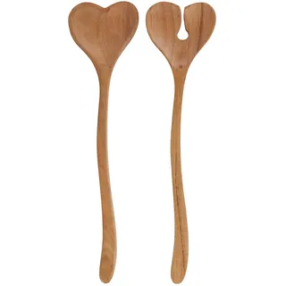 BUTLERS 2-teiliges Salatbesteck 30 cm Akazienholz - ACACIA | Farbe Braun - Widerstandsfähiges Massivholz in außergewöhnlicher Herzform - Pflegeleichtes Vorlegebesteck für frische Speisen