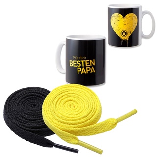 BVB Tasse „Für den besten Papa” + 2 Paar Fan-Schnürsenkel