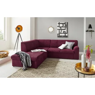 DOMO collection Ecksofa DOMO COLLECTION "Topper zeitlos elegant, kompakte StellmaßeL-Form", lila (beere), B:237cm H:78cm T:200cm, Sofas, Ecksofa, mit Ottomane, wahlweise mit Schlaffunktion