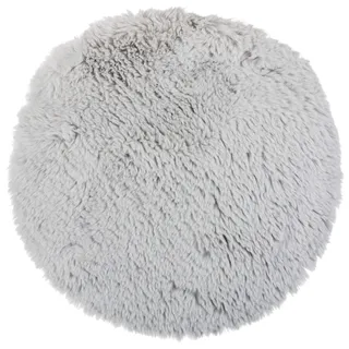 Brandsseller Sitzkissen Teppich Ø 38 cm Lammfelloptik rund Kunstfell Fellimitat Langflorteppich Lammfellauflage Schaffellimitat - Hellgrau