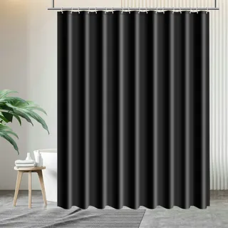 Daesar Duschvorhang Schmal 80x200 Schwarz, Duschvorhang Beschwerer Saum Anti-schimmel Wasserdicht und Trocknet Schnell, Modern Duschvorhang für Badewanne