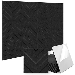 GALOZZOIT Akustikpaneele Selbstklebend 12 Stück, 30x30x0,9 cm, Akustikplatten aus Polyesterfilz, Schalldämmung & Schallschutz Wand für Büro, Studio & Zuhause (Grau)