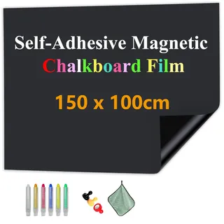 JOMUSAGA Magnetische Tafelfolie, 150 x 100 cm, selbstklebend, Kreidefolie | Kreidetafel Magnetfolie, Magnettafel Folie für Zuhause, Büro und Schule, inkl. Kreidemarker, Magnete und Reinigungstücher