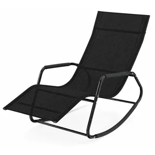 Schaukelliege Ergonomisch, wetterfeste Gartenliege aus atmungsaktivem Stoff mit Metallgestell, Relaxliege bis 160 kg belastbar, Sonnenliege für Ou... - Schwarz
