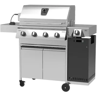 Schickling Gasgrill "Hermann XL - Pro" Premium BBQ Edelstahl Gasgrill - 4x5kW Brenner, doppelwandiger Deckel, 800°C Seitenbrenner & Drehspieß - Made in Germany - Direkt vom Hersteller