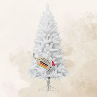 RS Trade Künstlicher Weihnachtsbaum 1015 Weiß 180 cm mit Metallständer, weißer Tannenbaum, künstlicher Christbaum, Kunstbaum Weihnachten, einfacher Aufbau, schwer entflammbar, für Allergiker geeignet