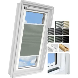 Rollmayer zum Kleben Wabenplissee - 8 Stofffarben Kassetenrollo Dachfenster Kassettenplissee ohne Bohren zum Kleben plissee mit schiene Zweifarbig Blickdicht Sonnenschutz Montage inkl Fenster plissee