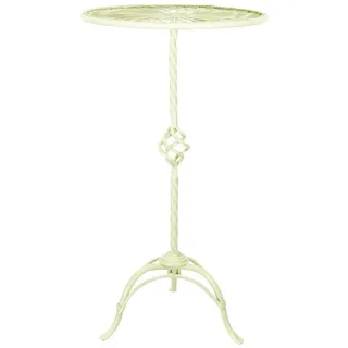 Aubaho Dekoobjekt Tisch Gartentisch Beistelltisch Metall im Antik-Stil creme weiss shabb