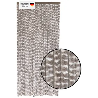 Lemodo Flauschvorhang 90x200cm taupe-weiß meliert, Fliegenschutz, Türvorhang Wohnwagen