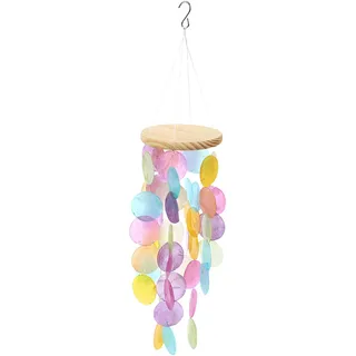 Chuanfeng Windspiel, Capiz-Muscheln, Jakobsmuscheln, Klangspiel Als Strand Deko Für Garten, Ungefähr 57x13x5CM