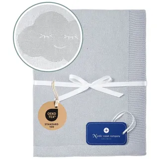 nordic coast company Nordic Coast® Baby Decke Baumwolldecke – Babydecke Grau – [100x70 cm] – 100% Oeko Tex Baumwolle – Kuschelstrickdecke Atmungsaktiv Puckdecke Schmusedecke Säuglingsdecke Baby – Premium Qualität