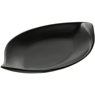 AMBITION Servierteller schwarz matt 22 x 13 cm Salsa-Boot Platte Snackschale aus Porzellan ovaler Design 1 Einheit
