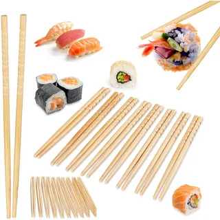 Relaxdays Essstäbchen Bambus 50 Paar 24 cm, Wiederverwendbare Sushistäbchen, chinesische Stäbchen, Natur