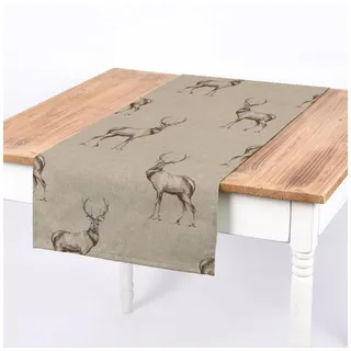 SCHÖNER LEBEN. Tischläufer SCHÖNER LEBEN. Tischläufer Fryett`s Landhaus Hirsch natur braun, handmade beige|braun